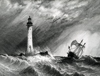 Eddystone Lighthouse, print made by W.B. Cooke by Clarkson Frederick Stanfield